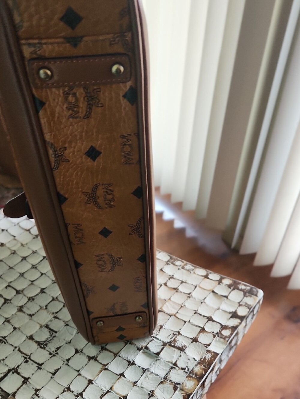 MCM Cognac and Tan Logo Briefcase with Front Buckle Pocket - Picture 6 of 9